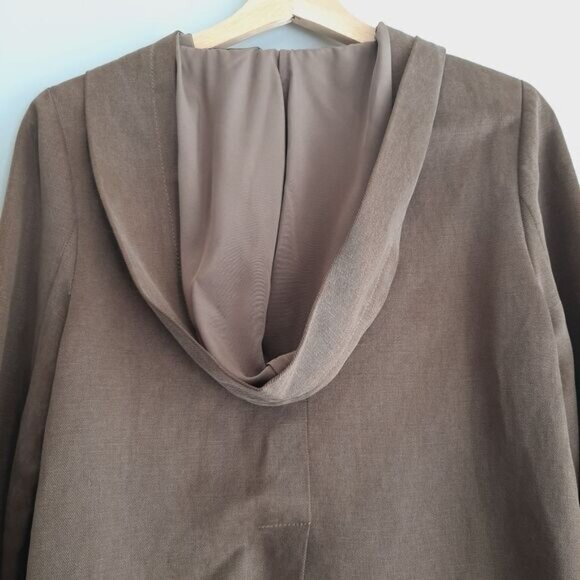 GARDE Linen Blend 100% Silk Lining Modern Asymmetric Full-Zip Jacket w Hood Sz S - Picture 5 of 16